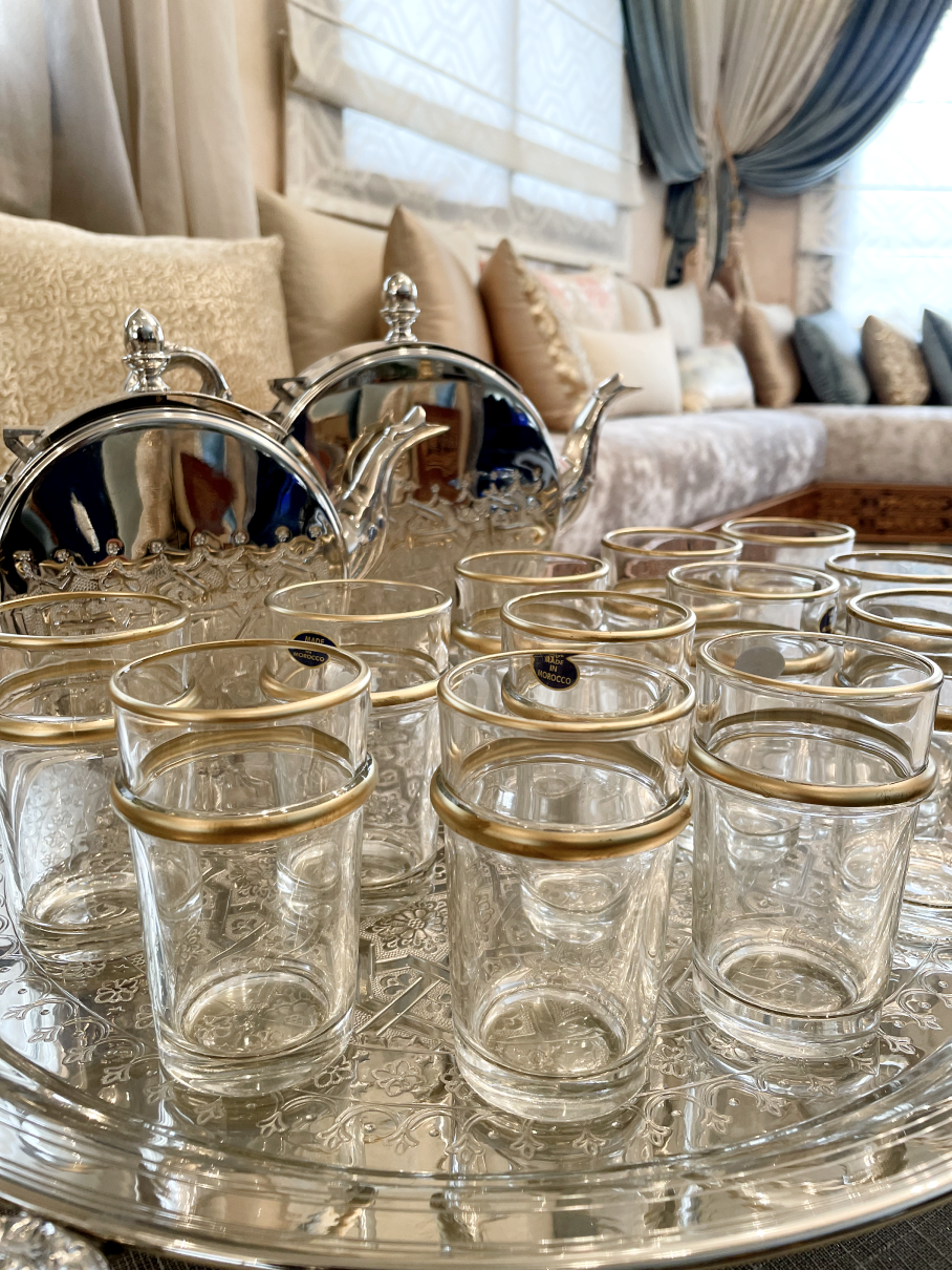 IMG_4933 Ensemble de 12 Verres à Thé Marocains avec Anneau Doré